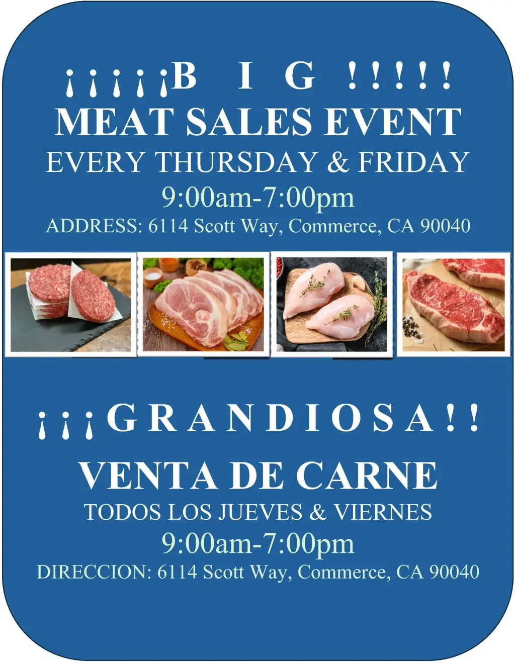 Evento Semanal de Venta de Carne - Cortes Frescos Todos los Jueves y Viernes