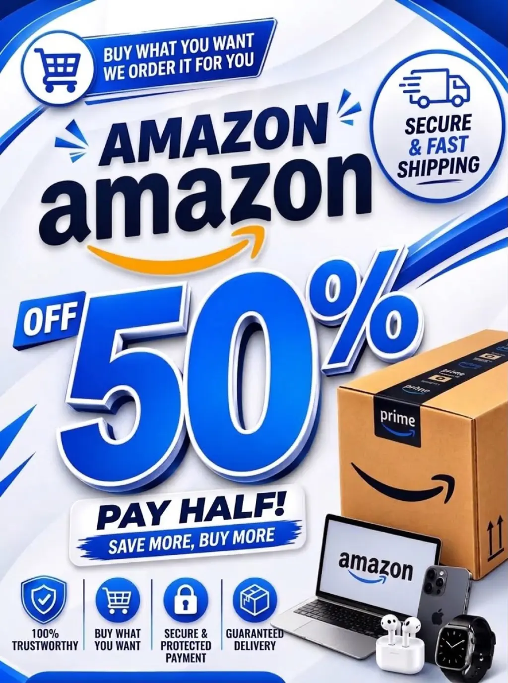 Place Your Orders at Half Price on Amazon at 50% Off
