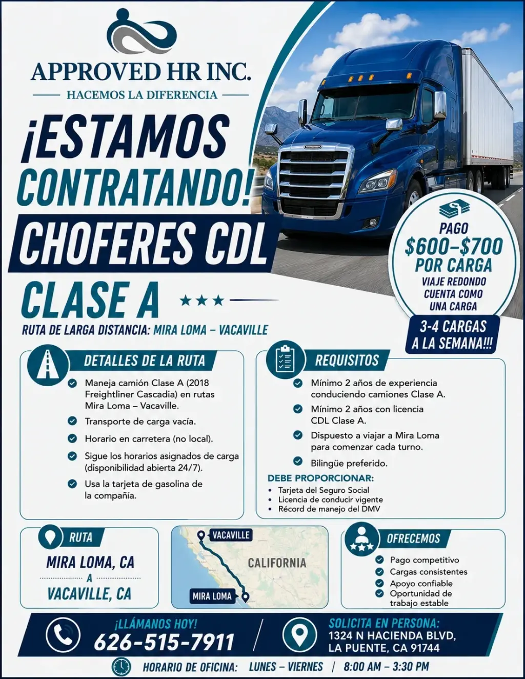 Chofer CDL Clase A