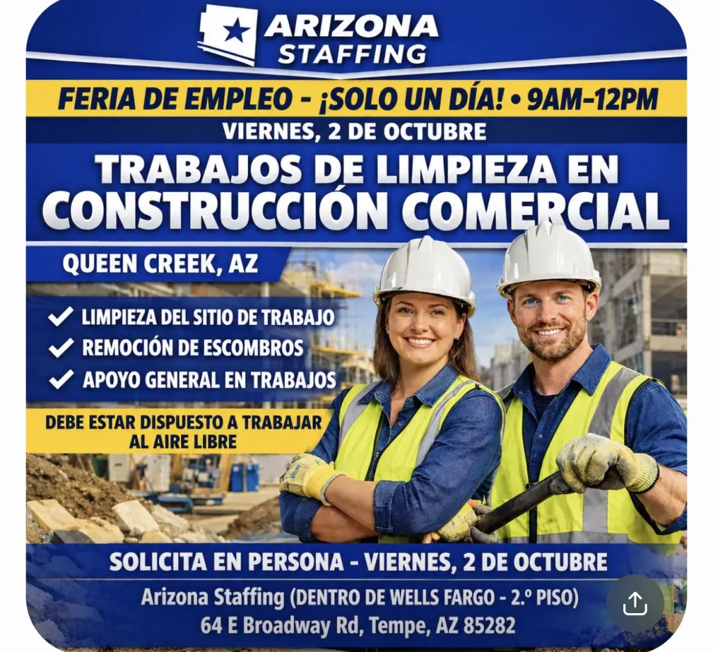 FERIA DE EMPLEO - ¡SOLO UN DÍA! • 9AM-12PM OCT 2nd