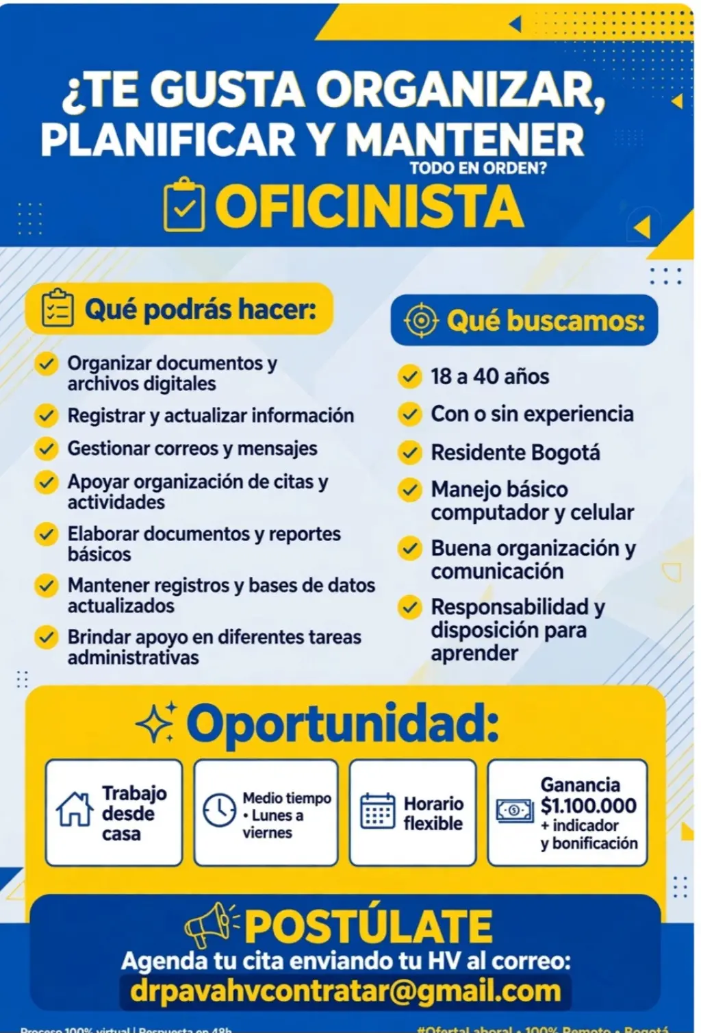 Ofertas unicas Oportunidad Laboral