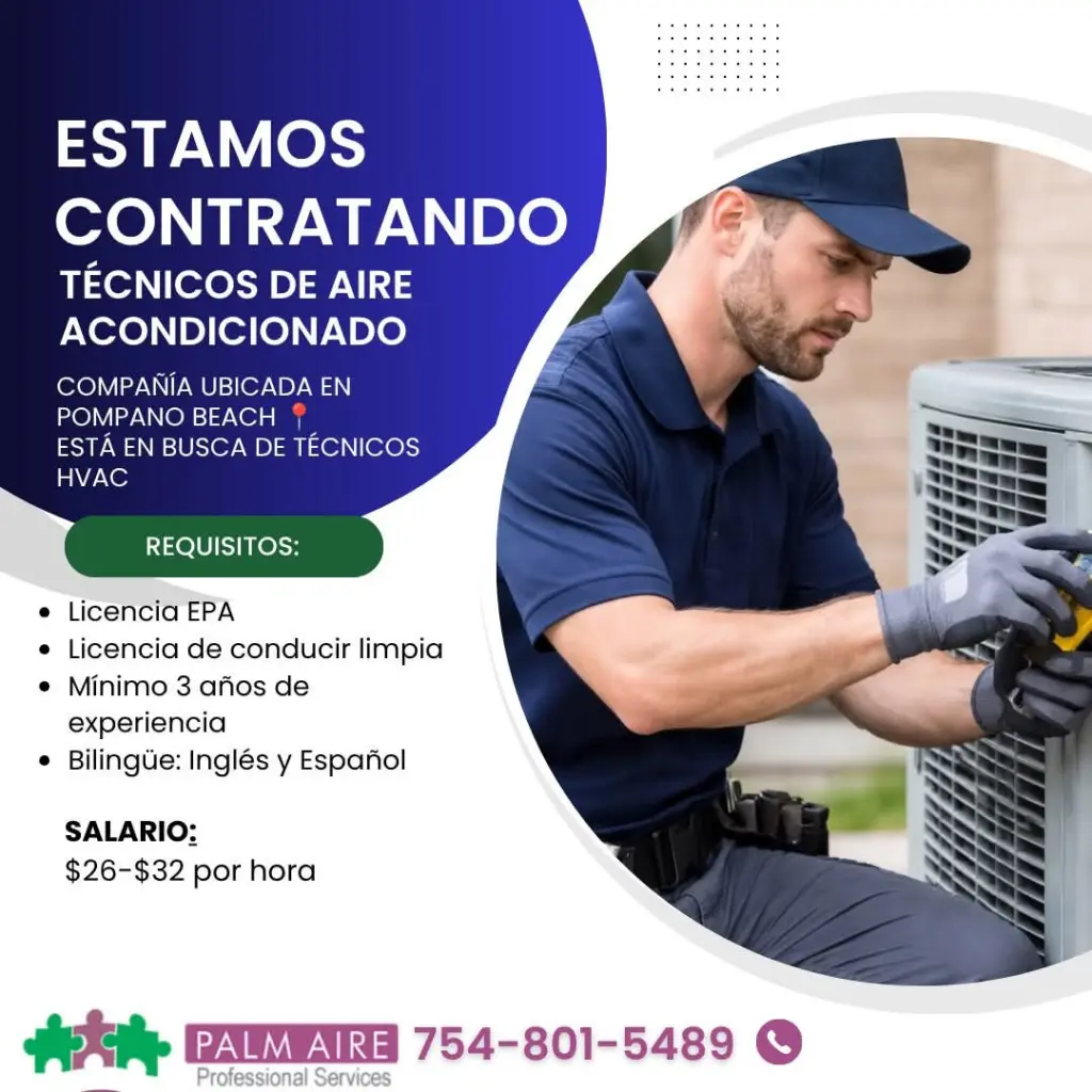 Se buscan Técnicos de Aire Acondicionado (HVAC)