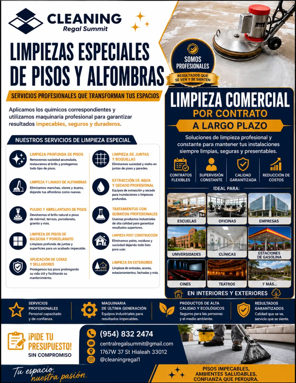 Limpieza Comercial Especiales de Pisos y Alfombras