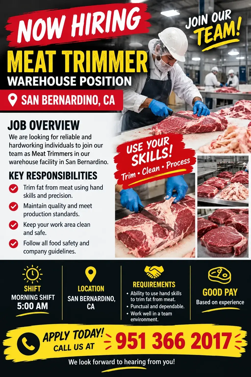 ¡ESTAMOS CONTRATANDO! RECORTADOR DE CARNE