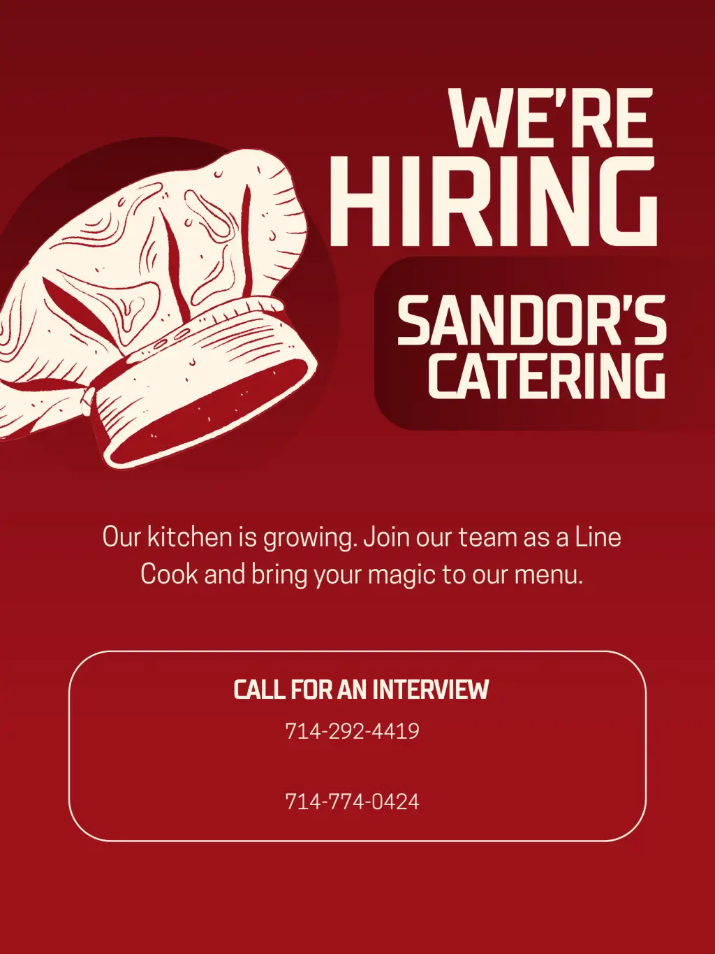 Se Busca Cocinero con Experiencia