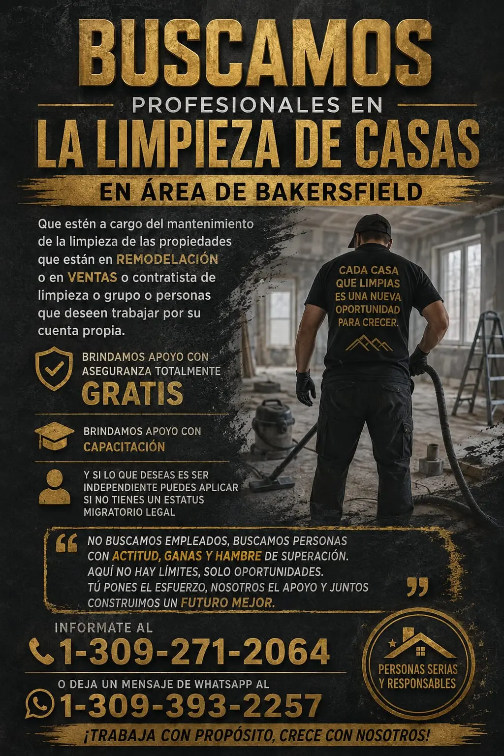 EMPLEOS DE LIMPIEZA DE CASAS POR PROYECTOS PARA PERSONAS CON DESEOS DE TRABAJAR