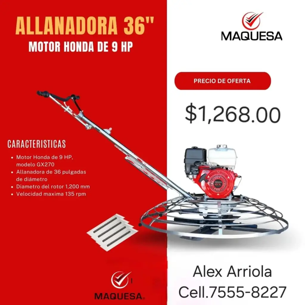 Allanadora 36 Pulg. JF-HONDA GX270 9 HP. En Oferta.