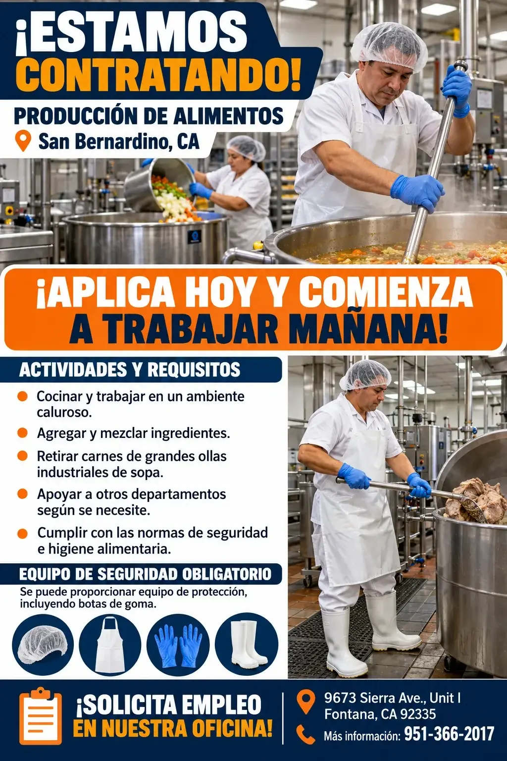 📢 ¡ESTAMOS CONTRATANDO! PERSONAL DE PRODUCCIÓN DE ALIMENTOS