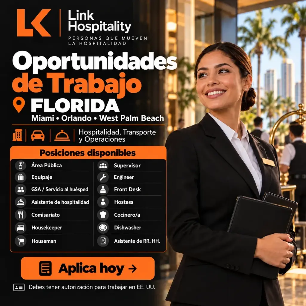 Oportunidades de Trabajo en Miami | Hospitalidad, Transporte y Operaciones