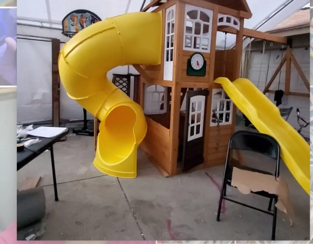 Casa de Juego de Madera para Niños con Tobogán y Tubo