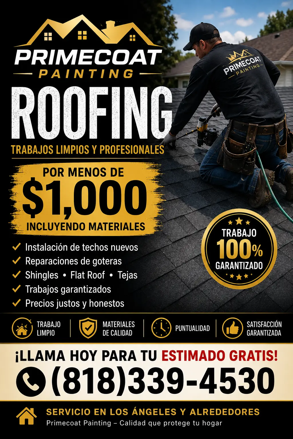 Reparaciones & instalación de techos por menos de 1,000$