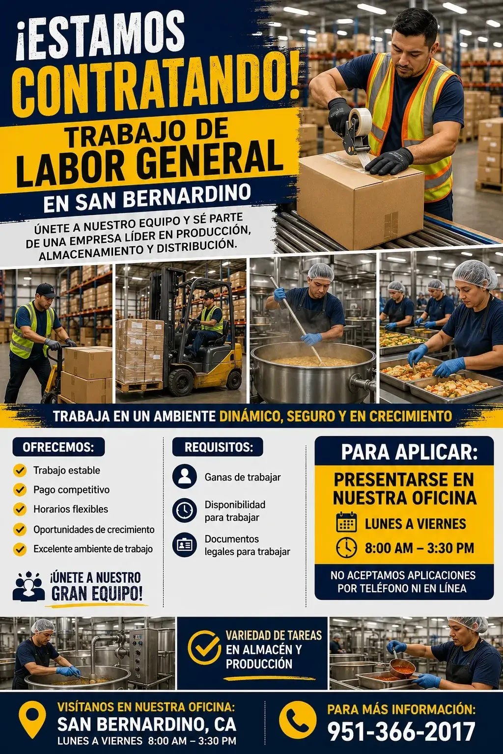 ¡ESTAMOS CONTRATANDO! TRABAJO DE LABOR GENERAL