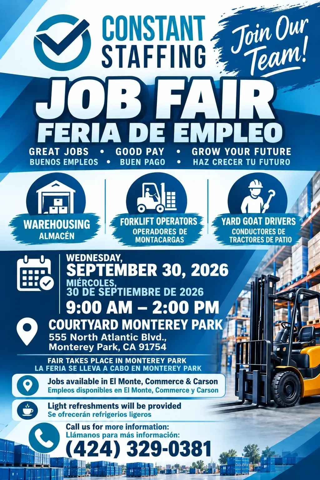 ¡ÚNETE A NUESTRA FERIA DE EMPLEO EN MONTEREY PARK!