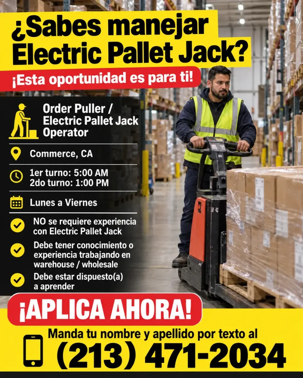 🚨 ¡TRABAJO DISPONIBLE EN COMMERCE! 🚨
