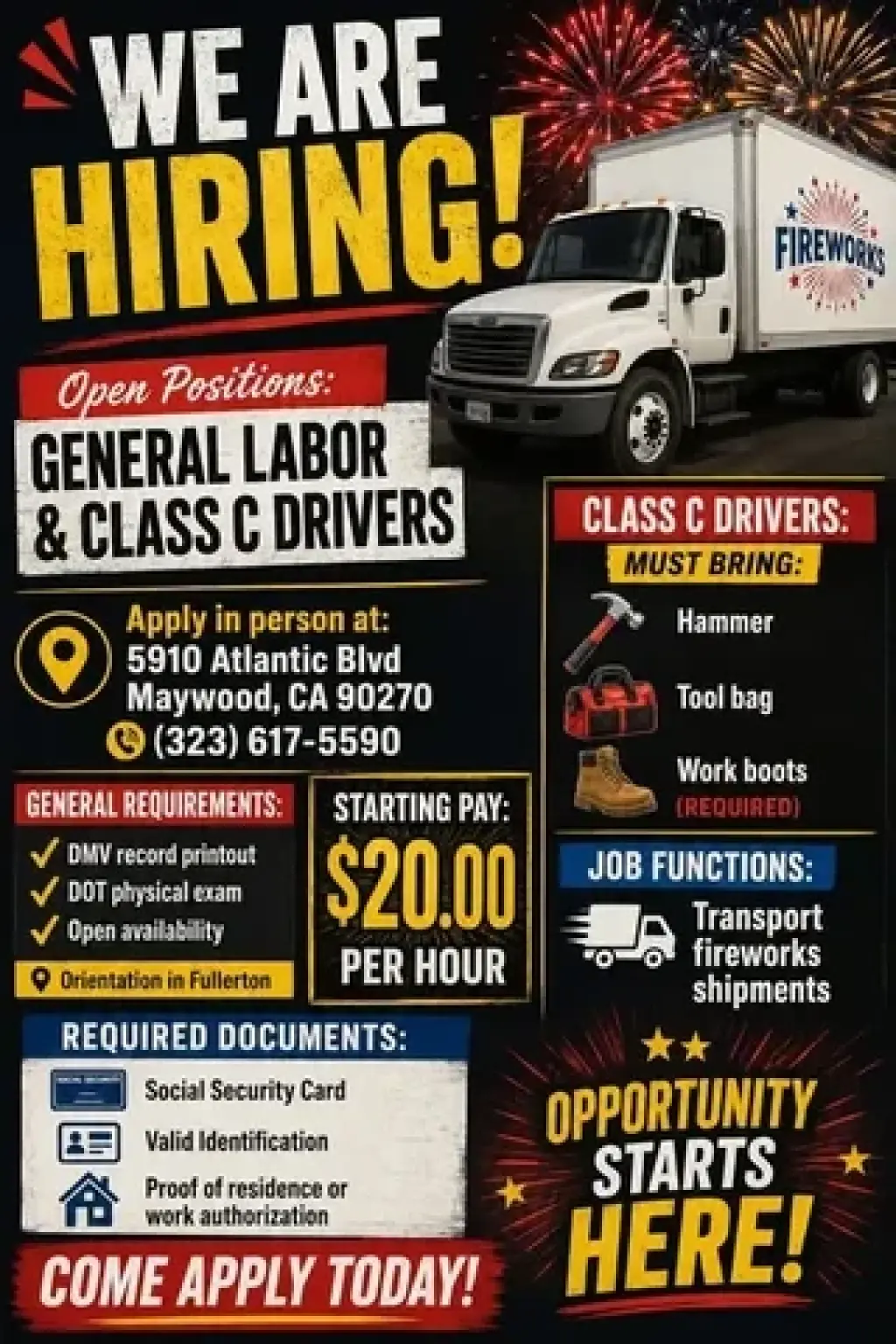 NOW HIRING!!!  CONTRATANDO!!