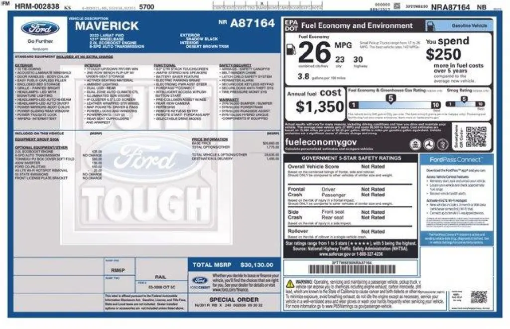Ford Maverick 2022 Lariat 4dr SuperCrew 4.5 ft. SB