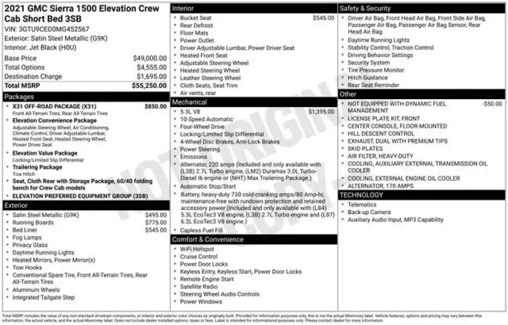 GMC Sierra 1500 2021 4x4 Elevation 4dr Crew Cab 5.8 ft. SB