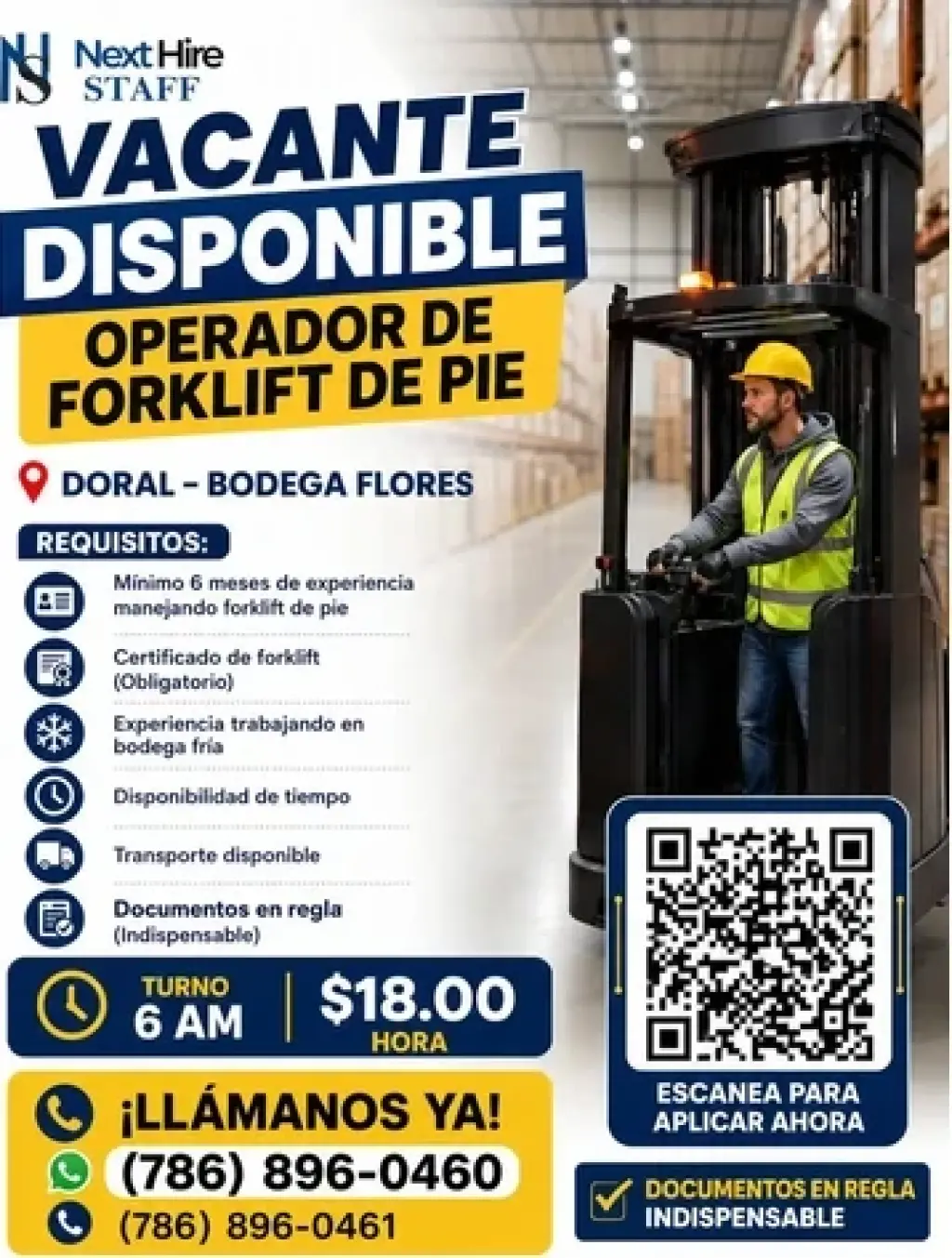 OPERADOR DE FORKLIFT DE PIE