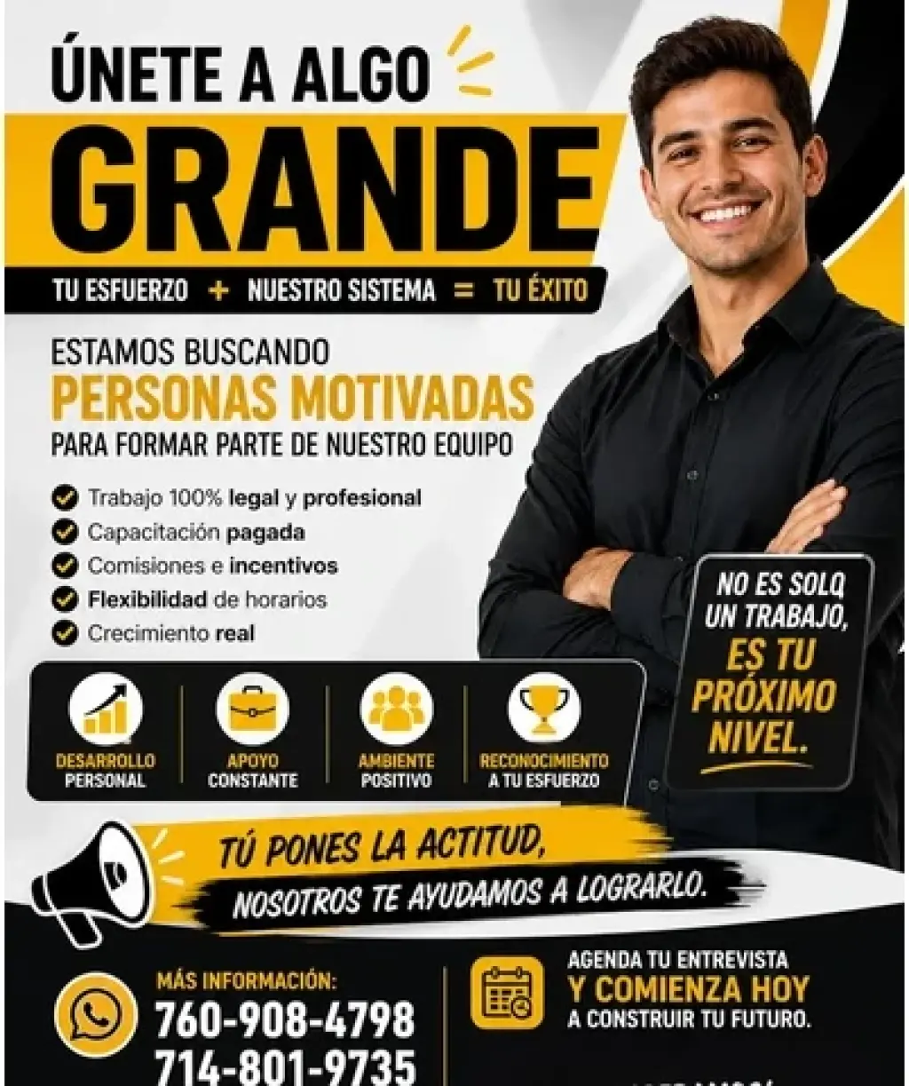 BUSCAMOS PERSONAS CON AMBICIÓN