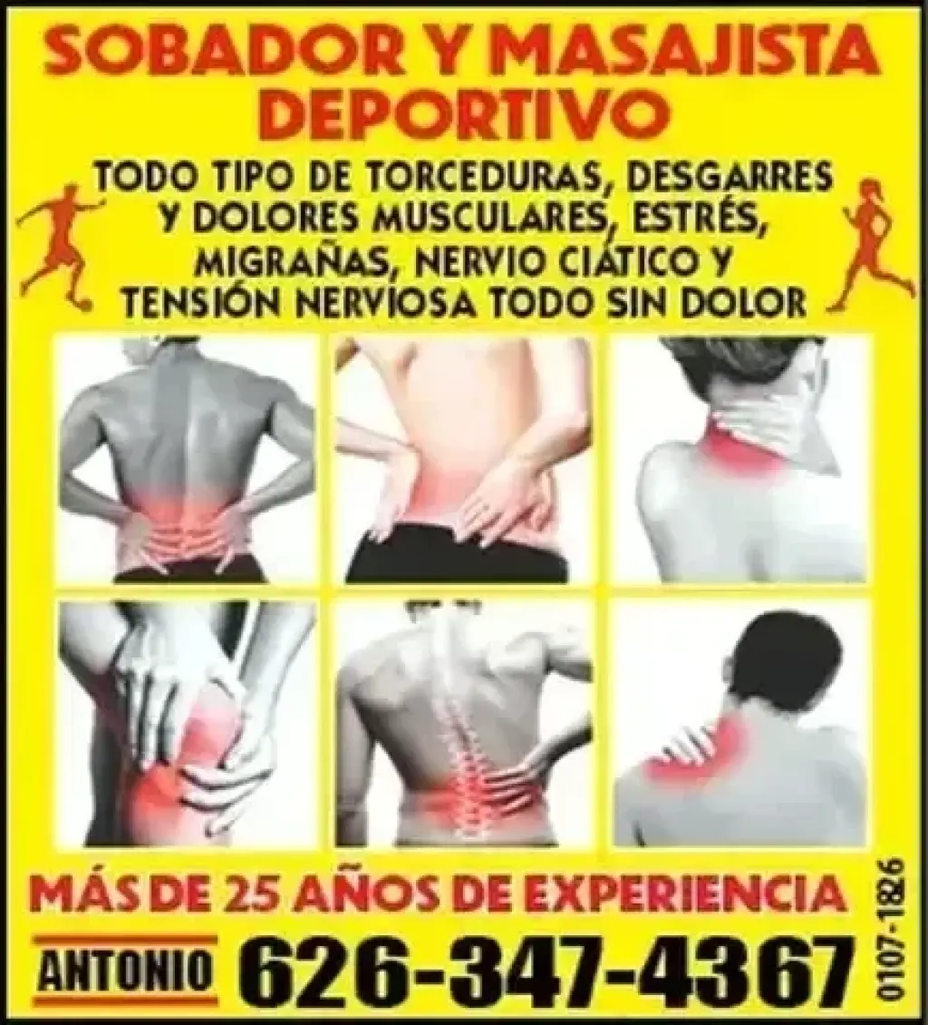 SOBADOR Y MASAJISTA DEPORTIVO