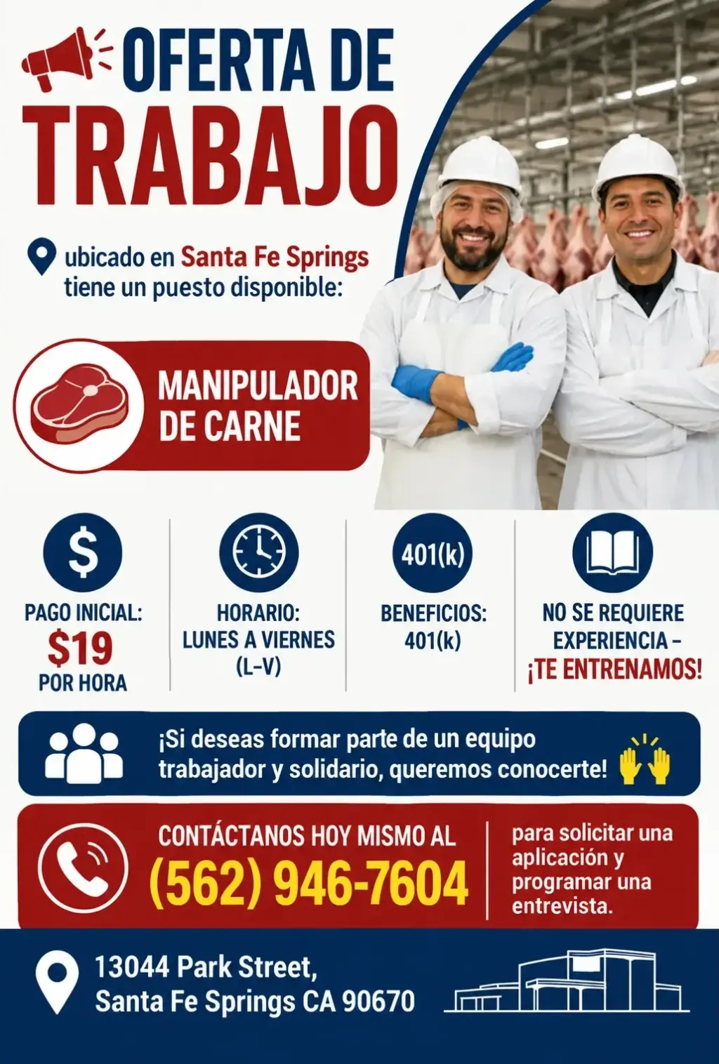 OFERTA DE TRABAJO/JOB OPENING!