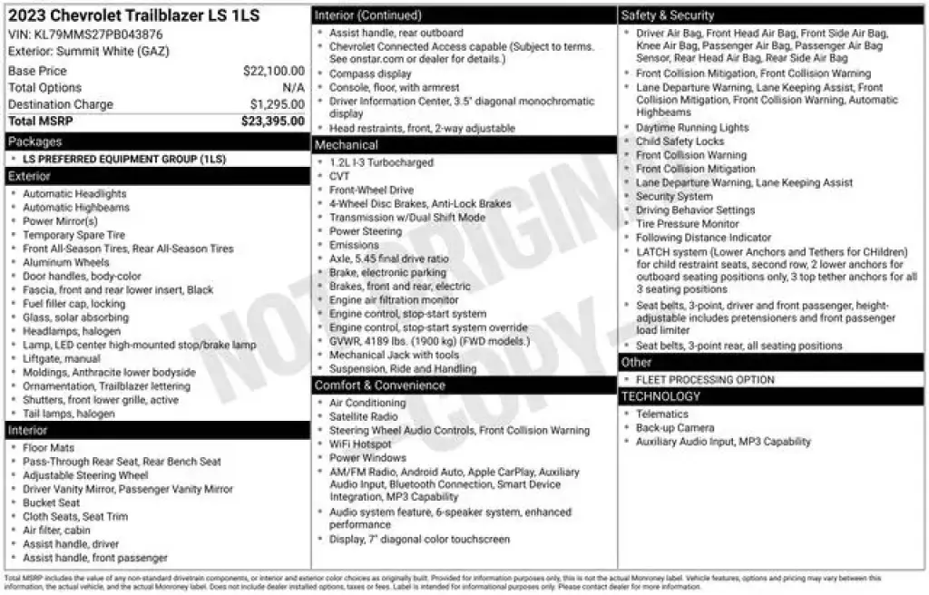 Chevrolet Trailblazer 2023 LS 4dr SUV