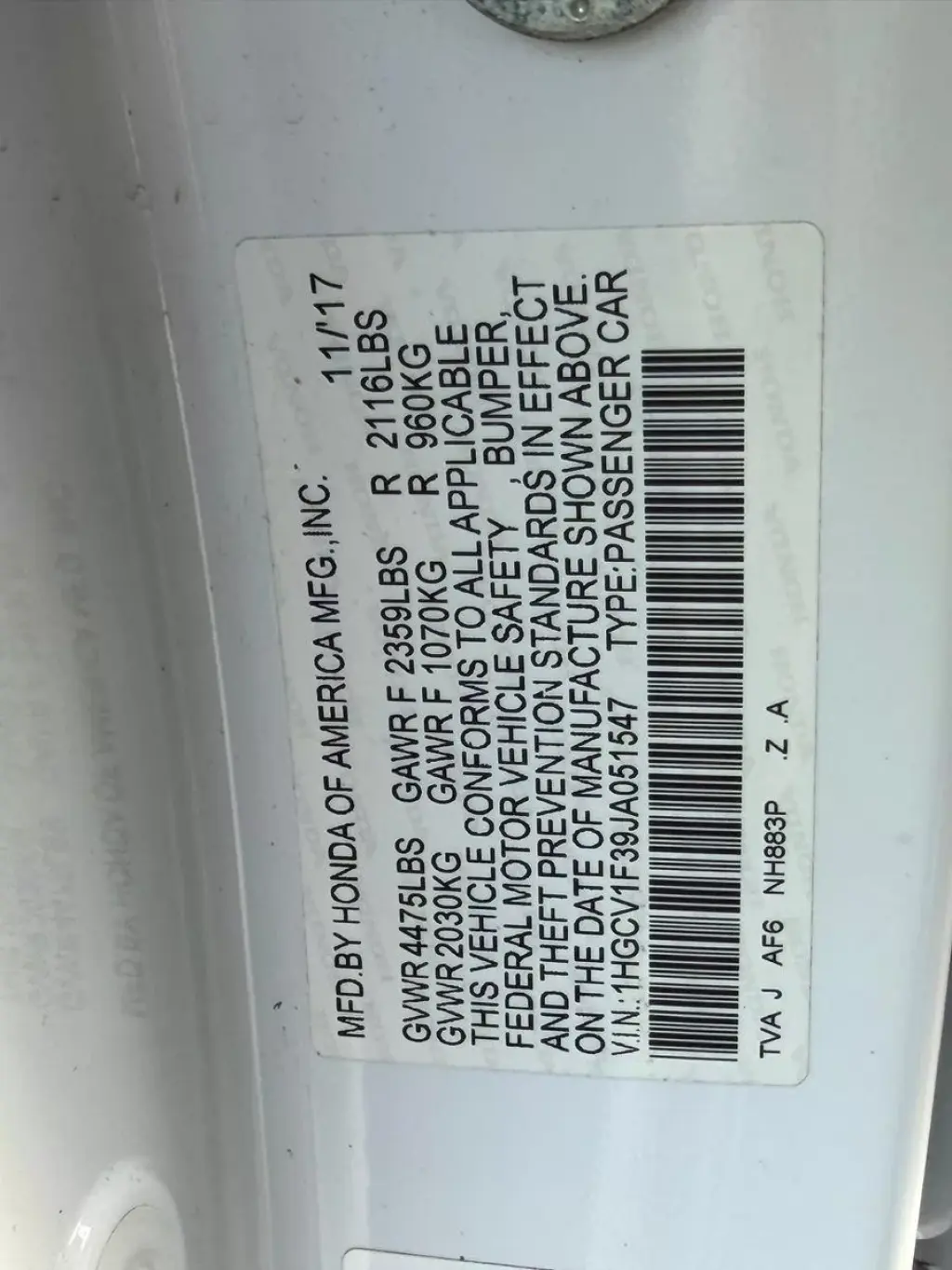 2018 Honda Accord Sedan Sport 1.5T