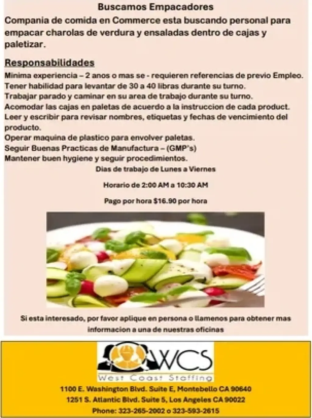 BUSCAMOS EMPACADORES