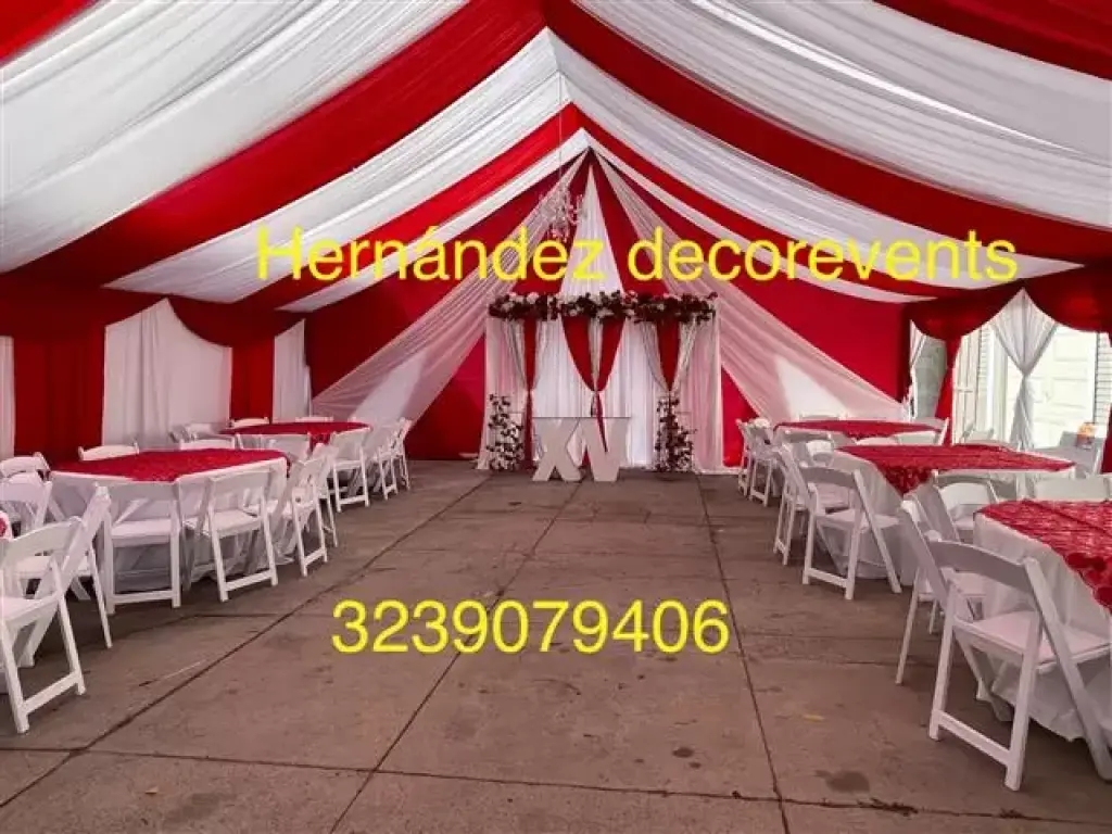 Carpas con draping mesas silla