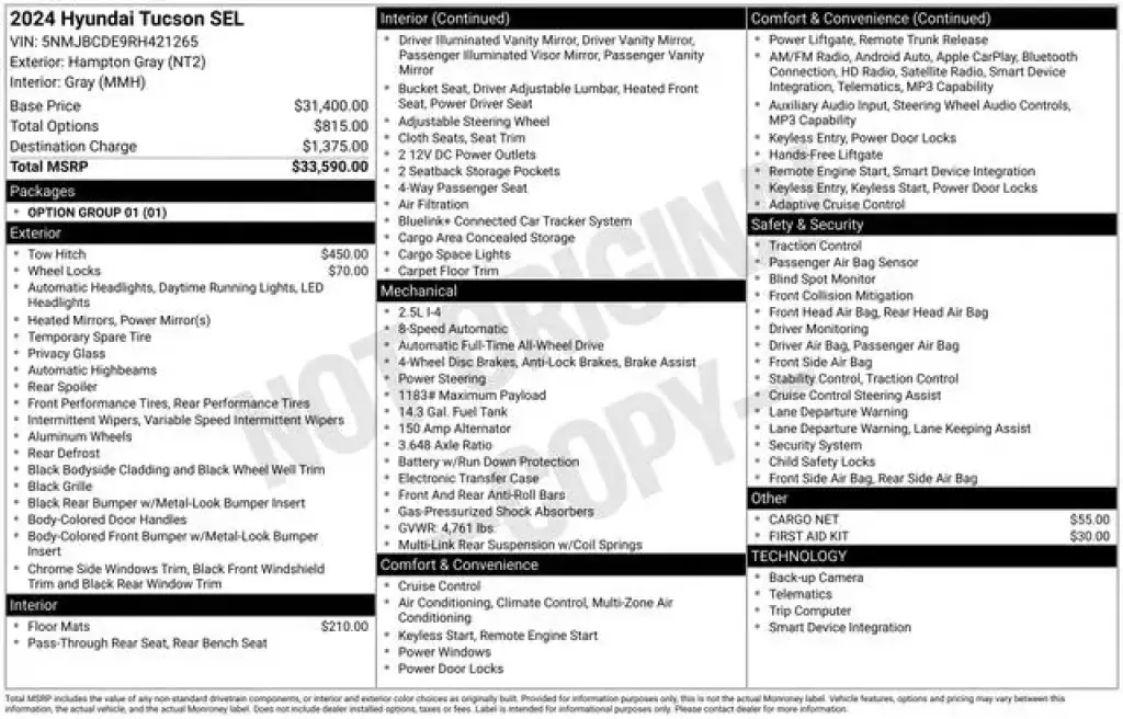 Hyundai TUCSON 2024 AWD SEL 4dr SUV