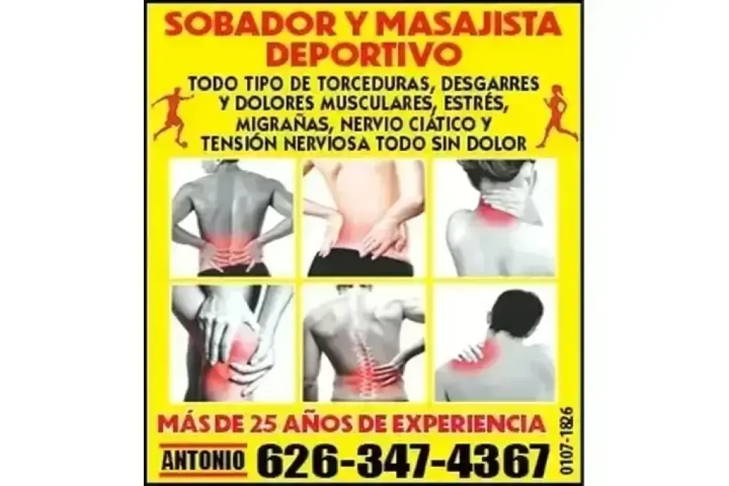 SOBADOR Y MASAJISTA DEPORTIVO