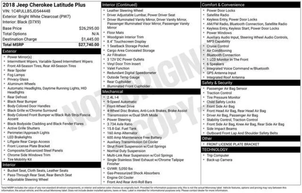 Jeep Cherokee 2018 Latitude Plus 4dr SUV