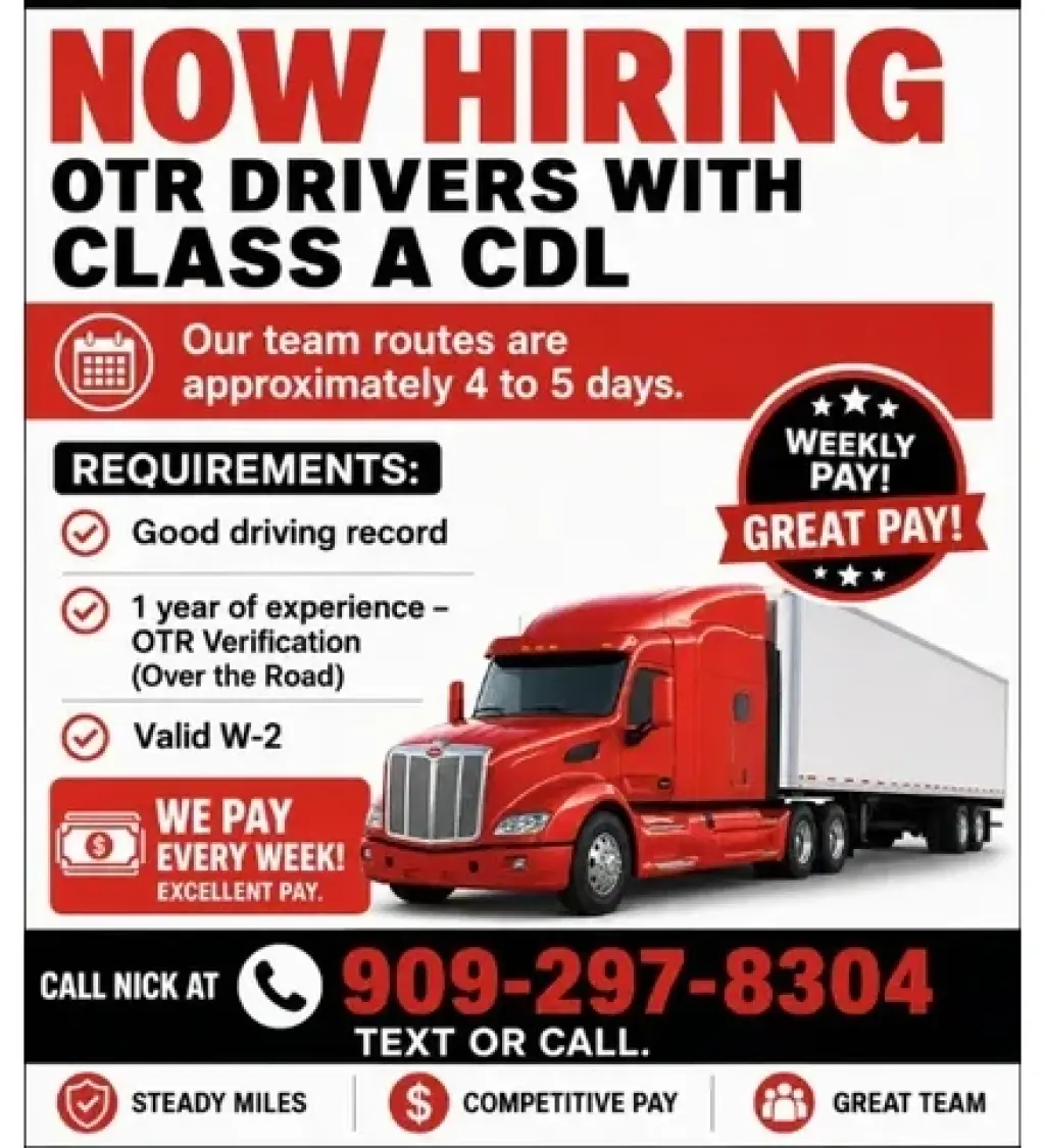 HIRING OTR DRIVERS 🚚