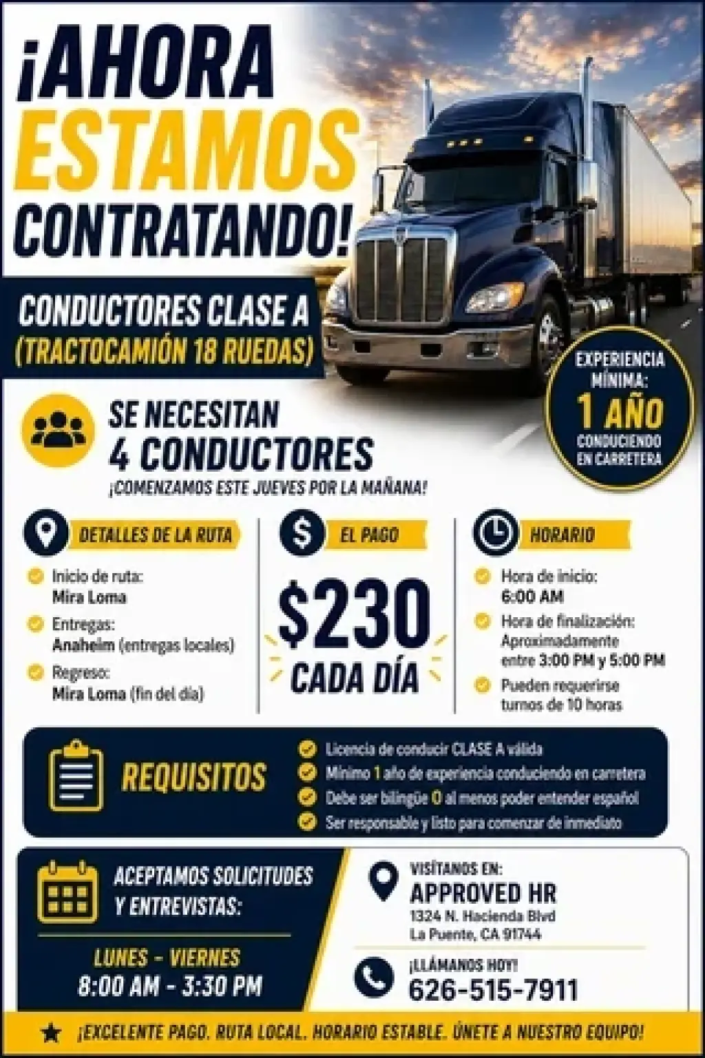 MANEJADOR DE CAMINOETA CLASE A