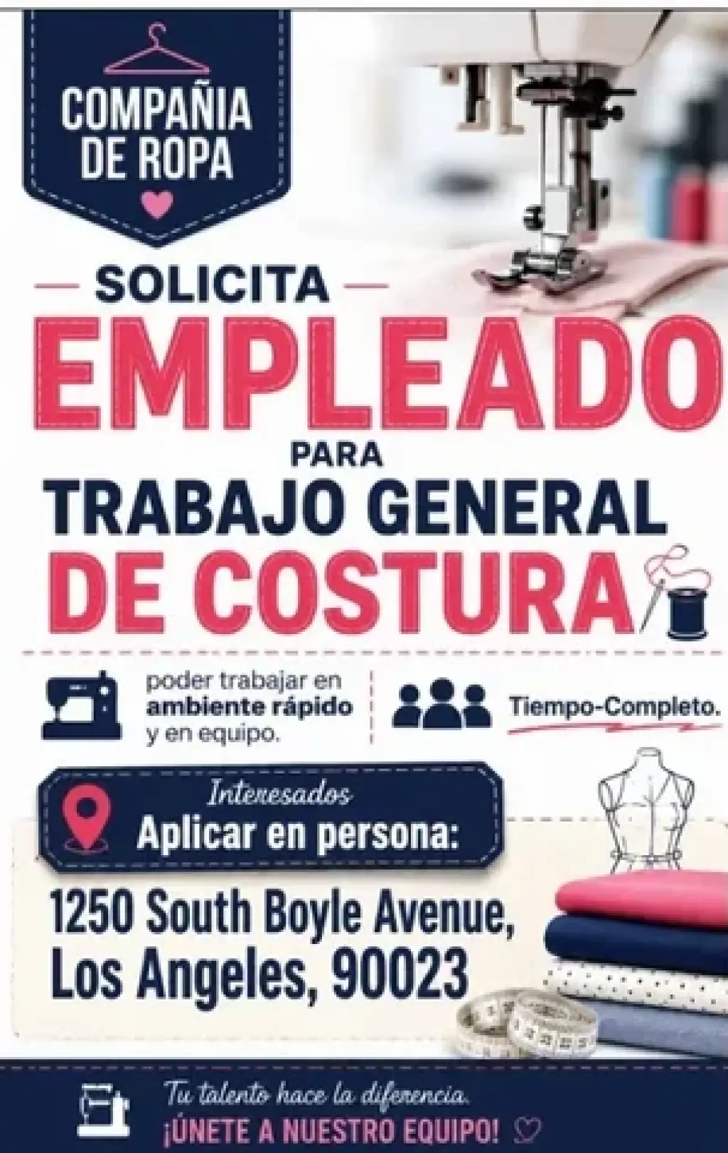 TRABAJADOR 🧵DE COSTURA📍LA