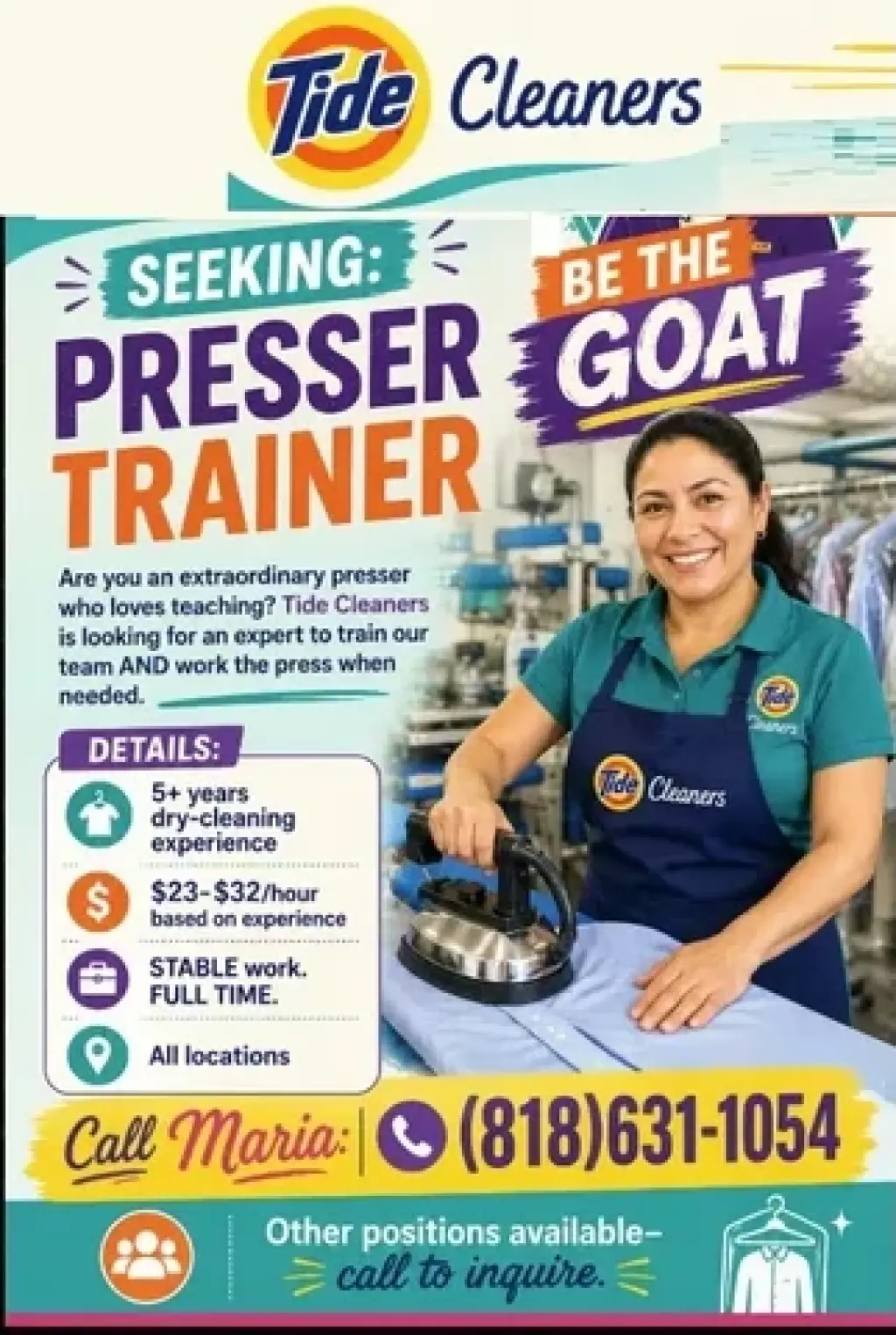 SEEKING: PRESSER TRAINER