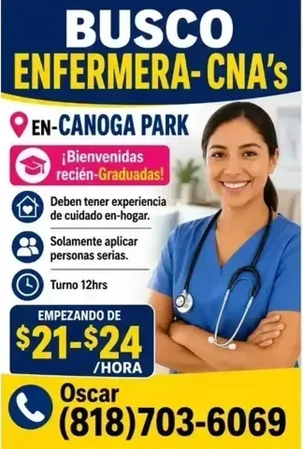 BUSCO ENFERMERA $21-$24/hr📍