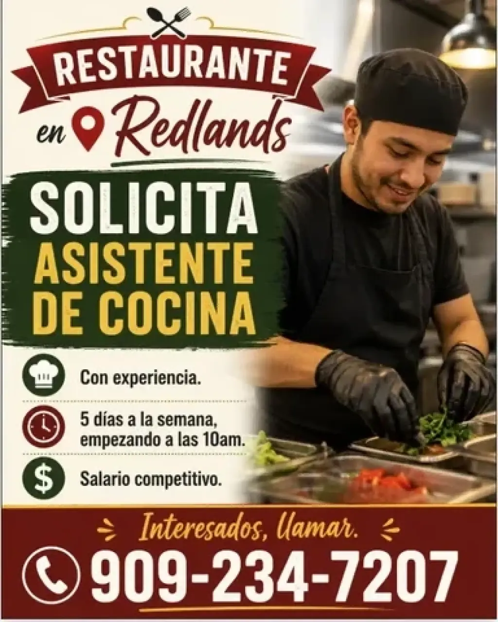 ASISTENTE DE COCINA📍 Redlands