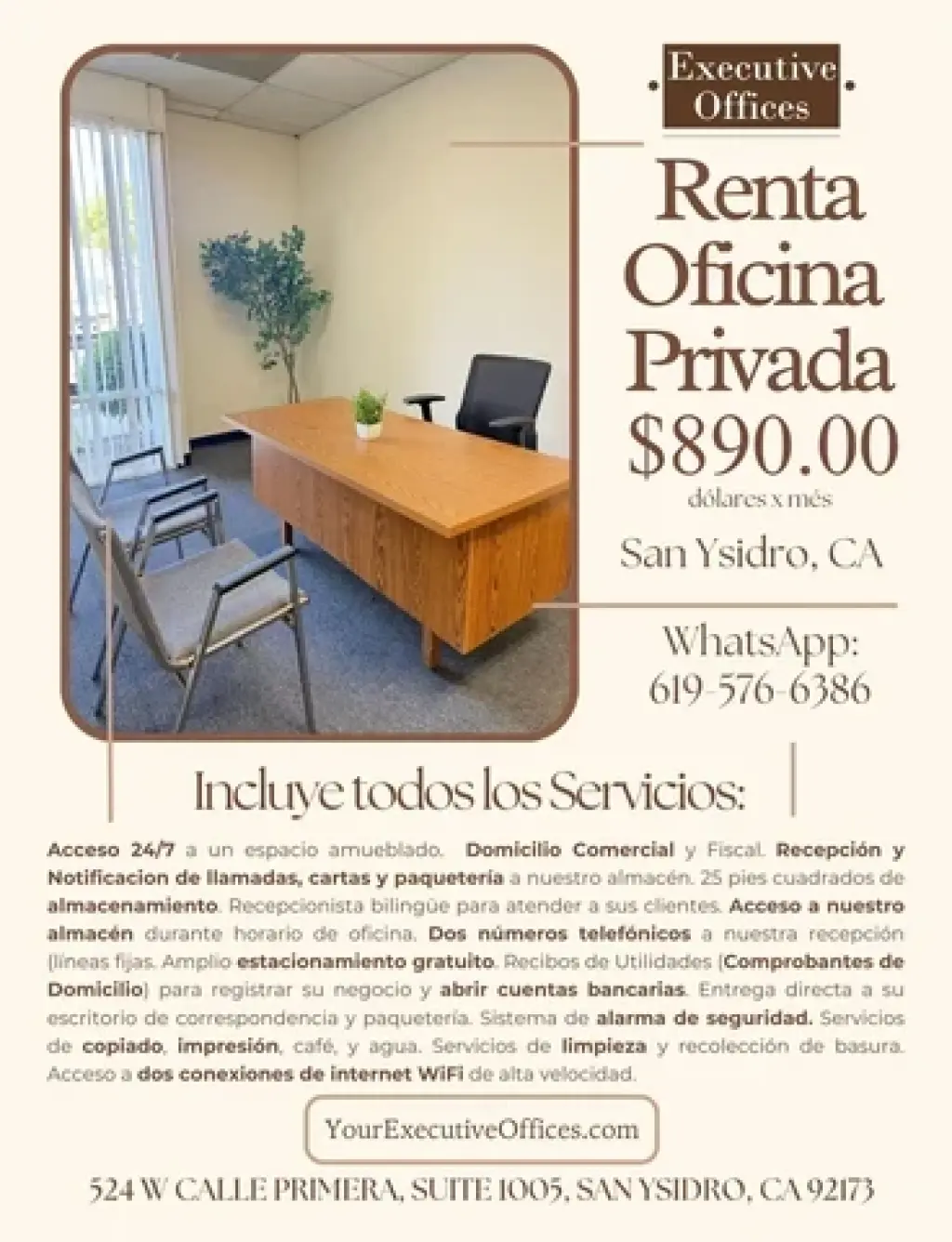OFICINA PRIVADA DISPONIBLE