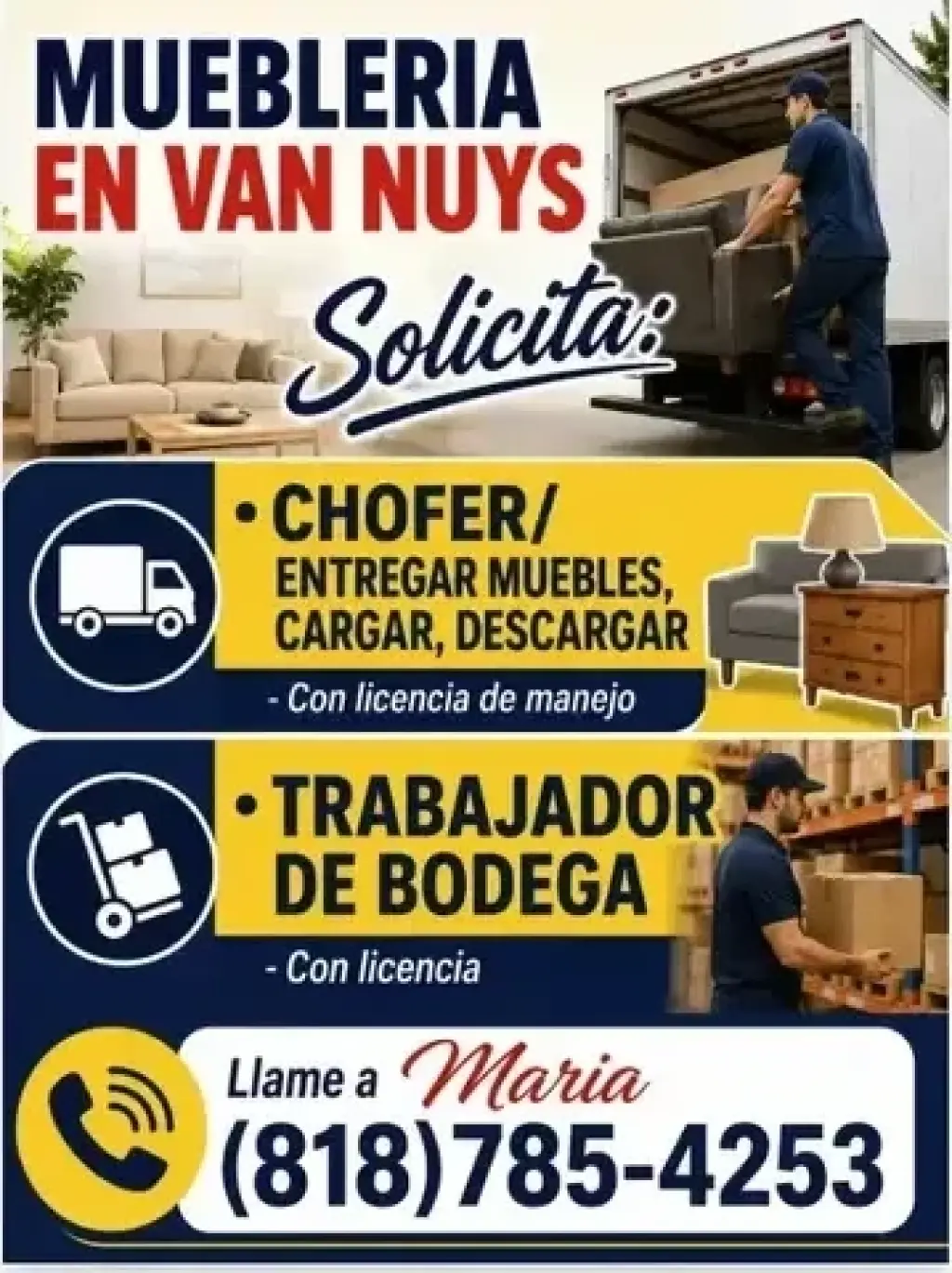 CHOFER y BODEGERO en📍VAN NUYS