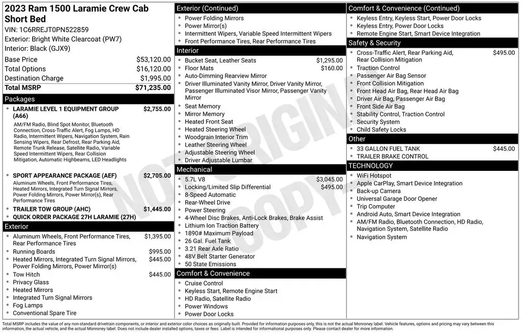 Ram 1500 2023 4x2 Laramie 4dr Crew Cab 5.6 ft. SB Pickup