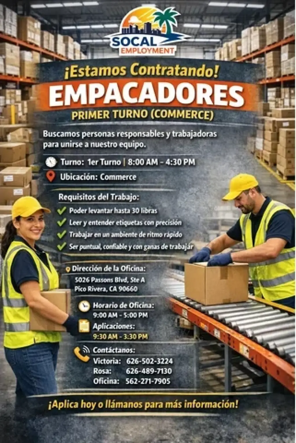 Empacadoras para Commerce 1ro