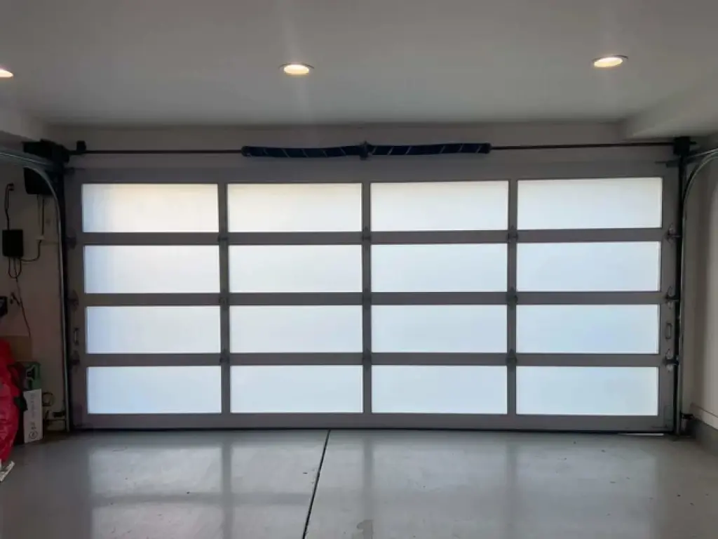 Full glass view two car garage