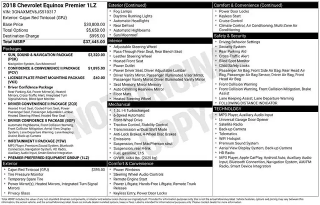 Chevrolet Equinox 2018 Premier 4p SUV con 1LZ