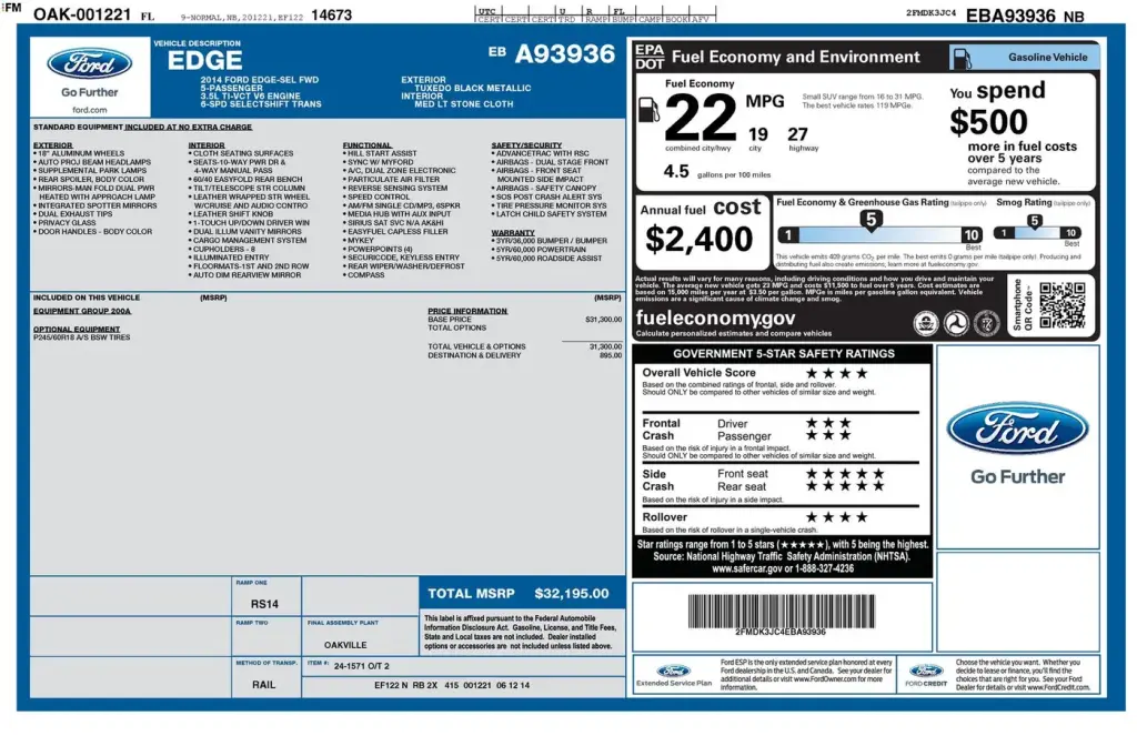 Ford Edge 2014 SEL 4p Crossover