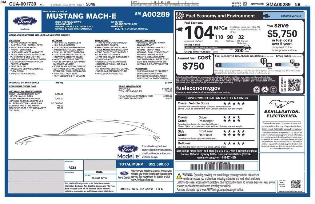 Ford Mustang Mach-E 2025 AWD Premium 4p SUV