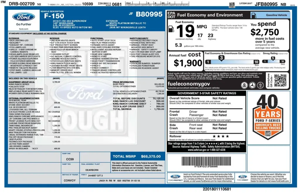 Ford F-150 2018 4x4 King Ranch 4 puertas SuperCrew 5.5 pies. SB
