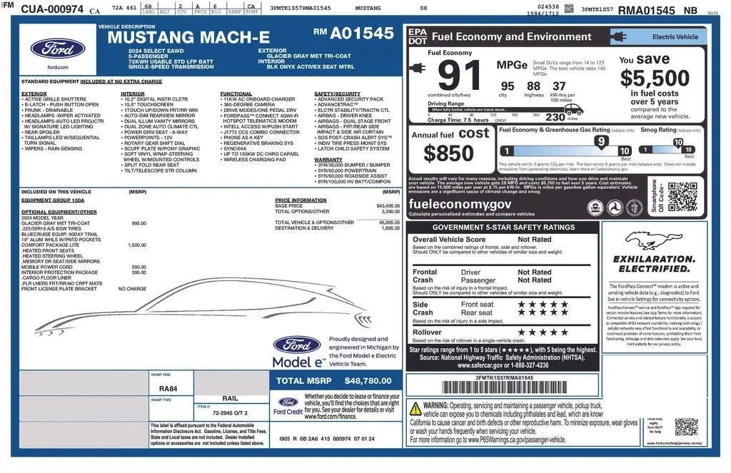 Ford Mustang Mach-E 2024 AWD Select 4p SUV