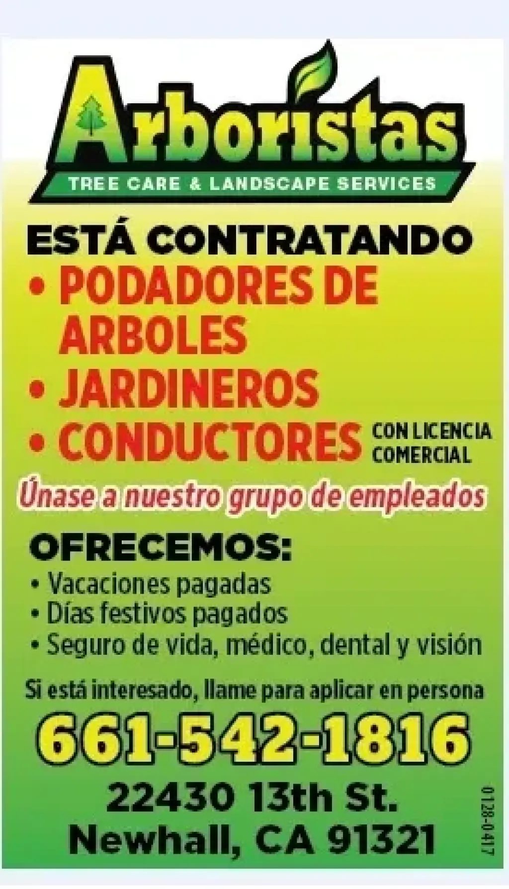 🌳PODADOR DE ARBOLES 🌳JARDINEROS 🌳CONDUCTORES 📍NEWHALL