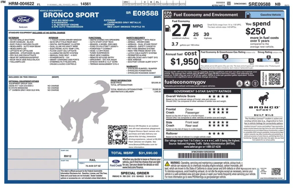Ford Bronco Sport 2025 AWD Big Bend 4dr SUV